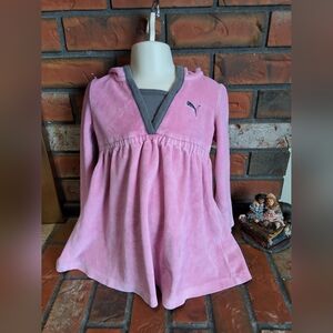 Puma Pink Velour Hooded Dress with Logo